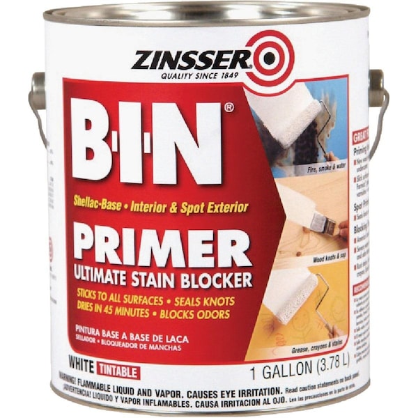 B-I-N Shellac-Based Ultimate Stain Blocker Interior & Spot Exterior Primer, White, 1 Gal.